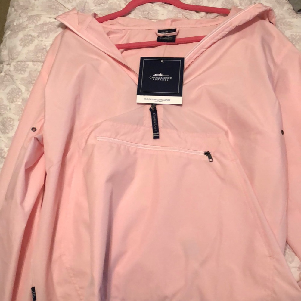 Baby pink pull over windbreaker